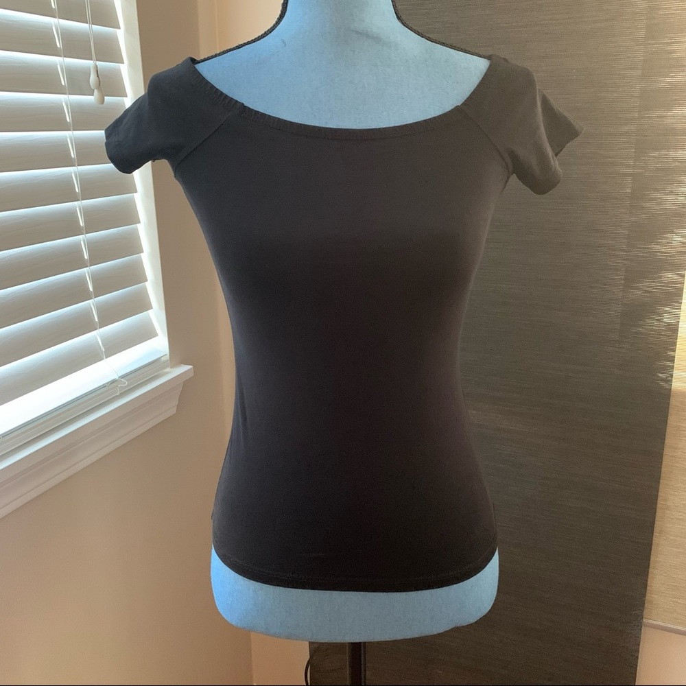 Black off-the-shoulder top